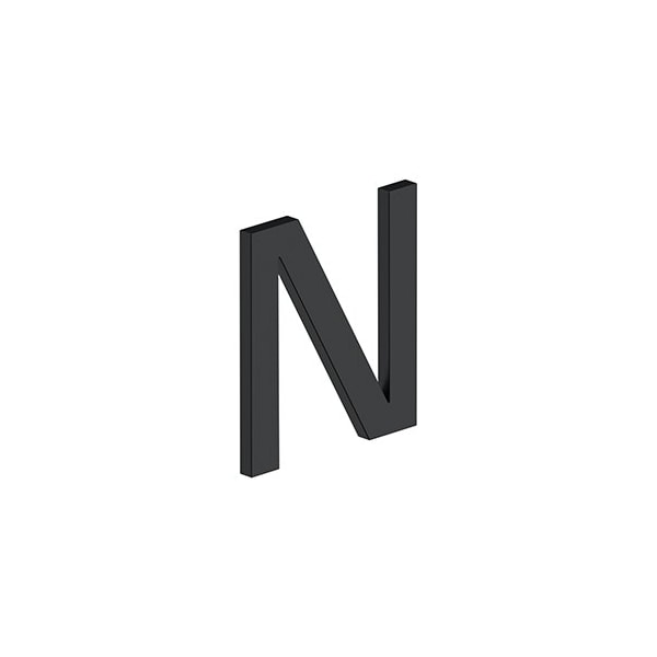 4 LETTER N, E SERIES W/ RISERS, STAINLESS STEEL in Paint Black